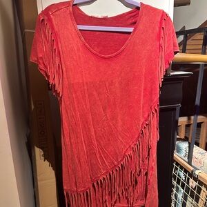 Fringe Red Women's Top